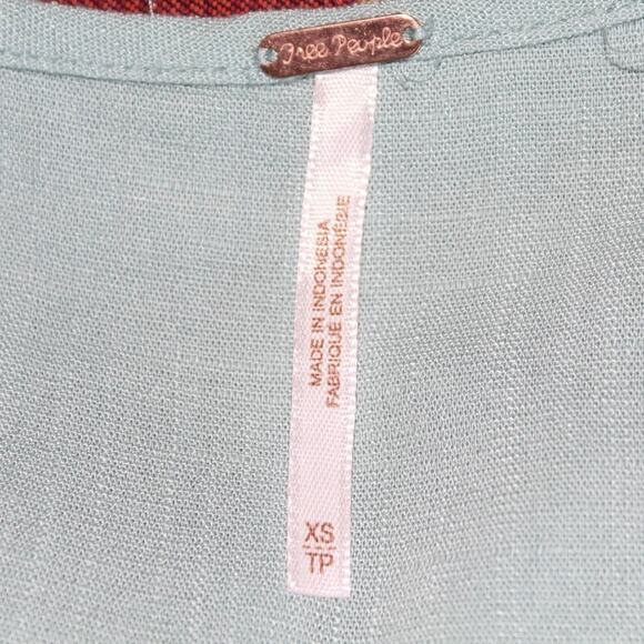 Free People Mint Green Dress XS Boho Tie Shoulder Asymmetrical Cold Shoulder - Picture 7 of 7